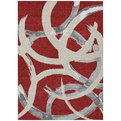LOOMLAN Rugs Aloura Red Washable Indoor-Outdoor Rug