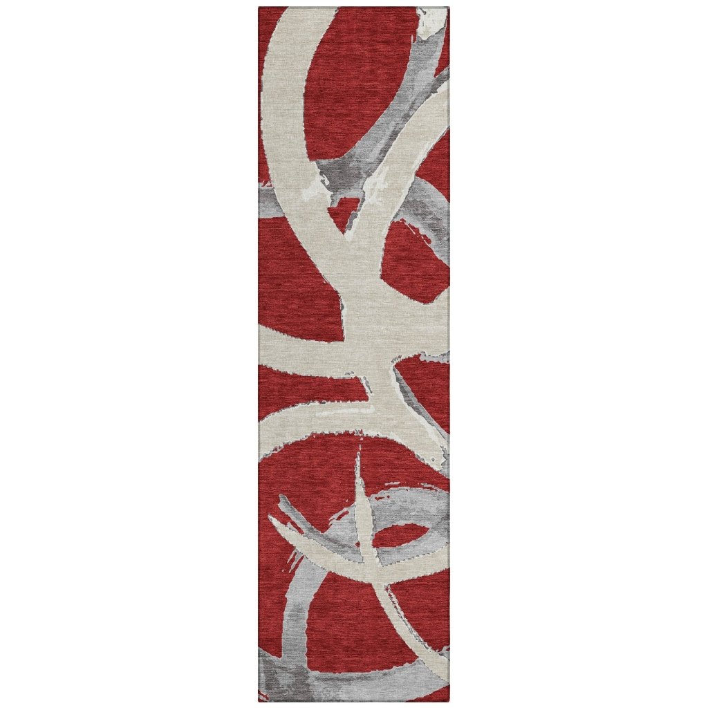 LOOMLAN Rugs Aloura Red Washable Indoor-Outdoor Rug