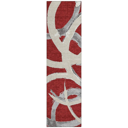 LOOMLAN Rugs Aloura Red Washable Indoor-Outdoor Rug