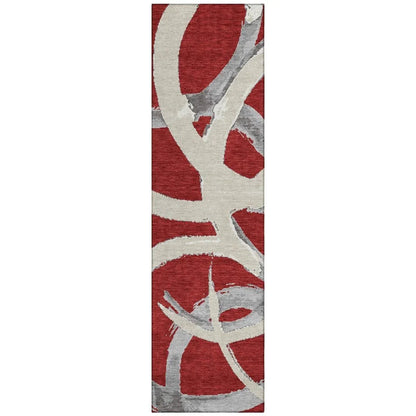 LOOMLAN Rugs Aloura Red Washable Indoor-Outdoor Rug