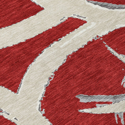 LOOMLAN Rugs Aloura Red Washable Indoor-Outdoor Rug
