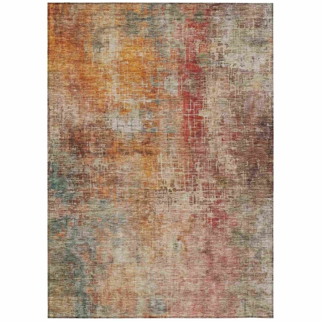 LOOMLAN Rugs Amalina Brown Washable Indoor-Outdoor Rug