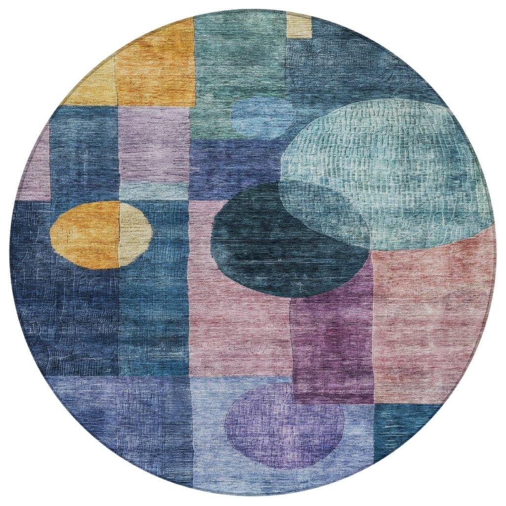 LOOMLAN Rugs Amara Blue Washable Indoor-Outdoor Rug