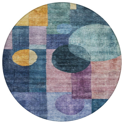 LOOMLAN Rugs Amara Blue Washable Indoor-Outdoor Rug