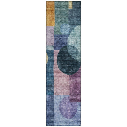 LOOMLAN Rugs Amara Blue Washable Indoor-Outdoor Rug