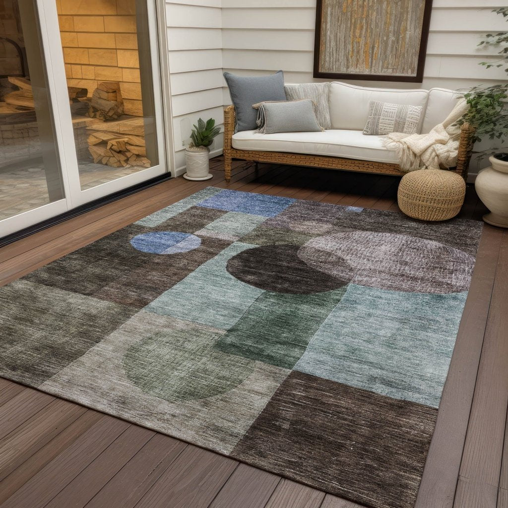 LOOMLAN Rugs Amara Brown Washable Indoor-Outdoor Rug