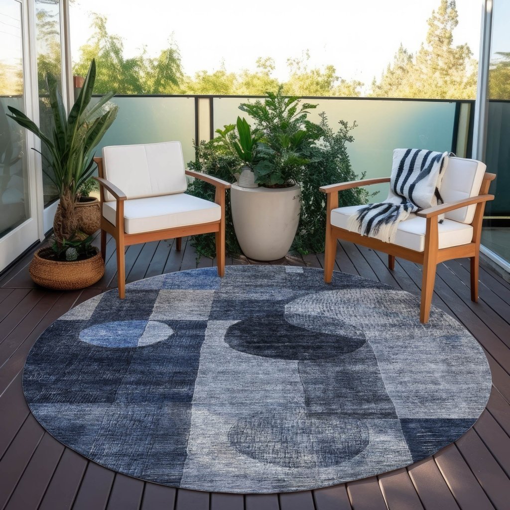 LOOMLAN Rugs Amara Navy Washable Indoor-Outdoor Rug