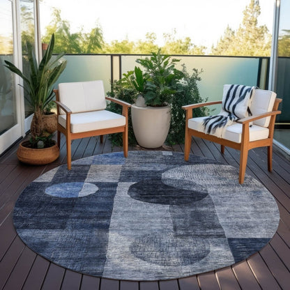 LOOMLAN Rugs Amara Navy Washable Indoor-Outdoor Rug