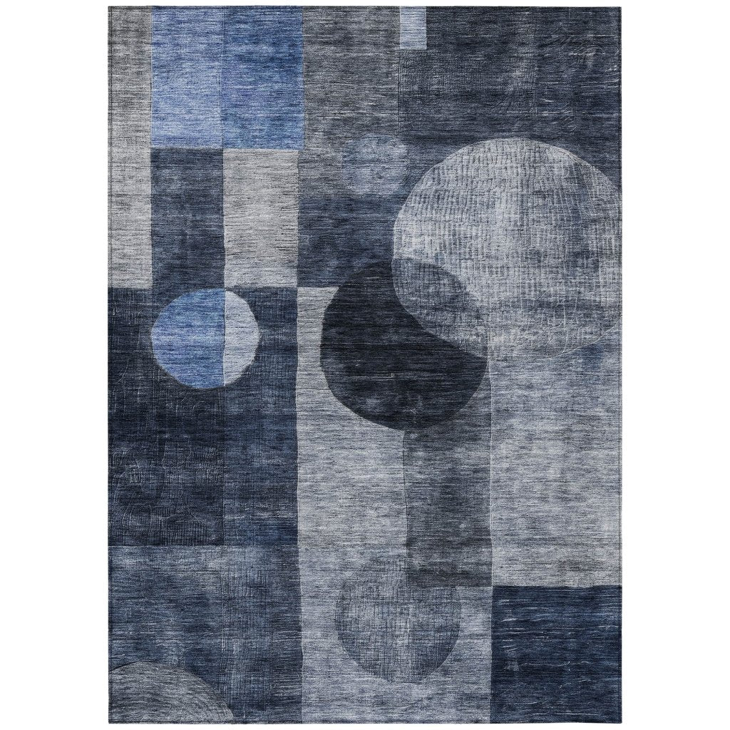 LOOMLAN Rugs Amara Navy Washable Indoor-Outdoor Rug