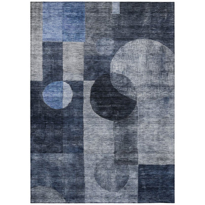 LOOMLAN Rugs Amara Navy Washable Indoor-Outdoor Rug