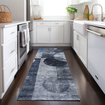 LOOMLAN Rugs Amara Navy Washable Indoor-Outdoor Rug
