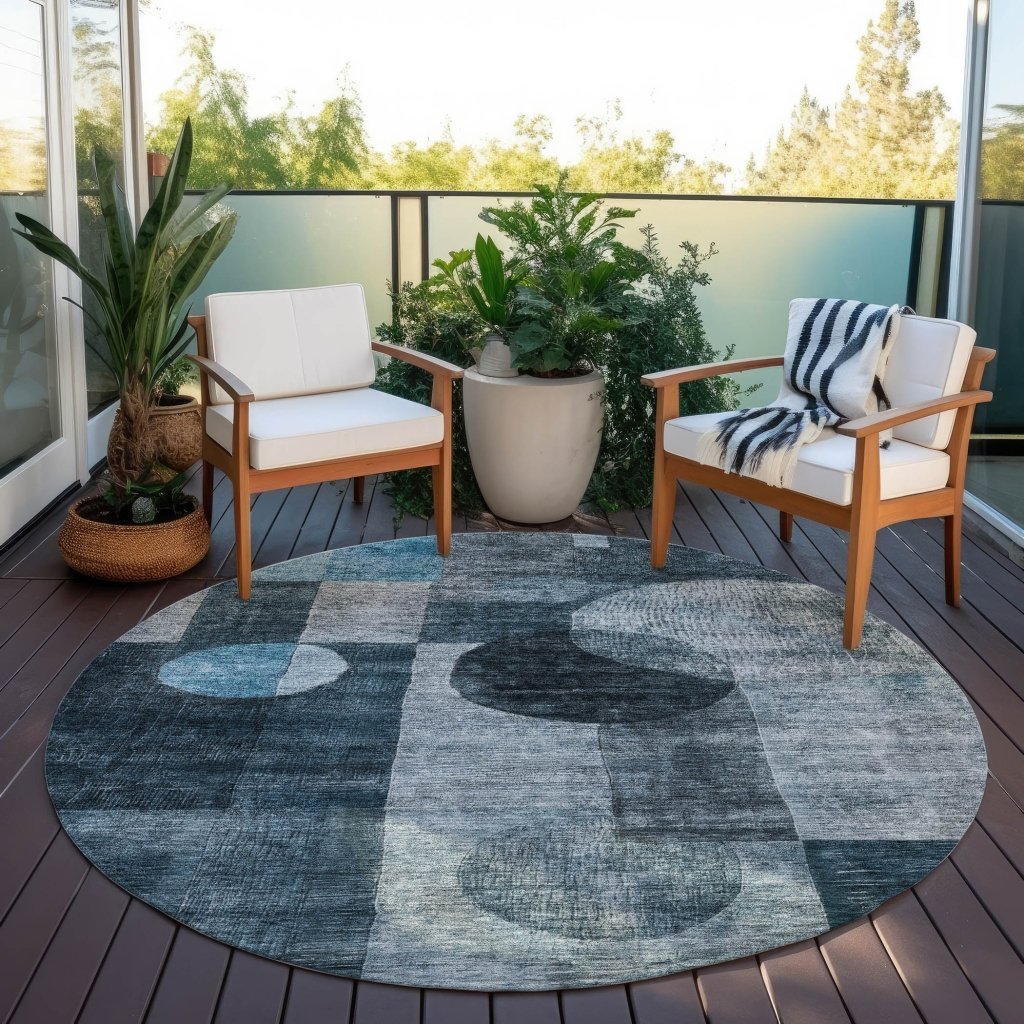 LOOMLAN Rugs Amara Teal Washable Indoor-Outdoor Rug