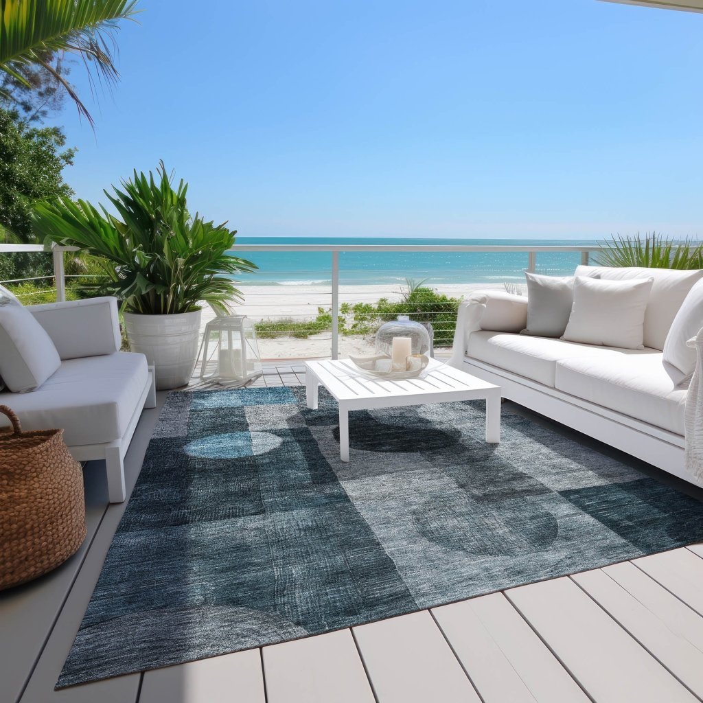 LOOMLAN Rugs Amara Teal Washable Indoor-Outdoor Rug