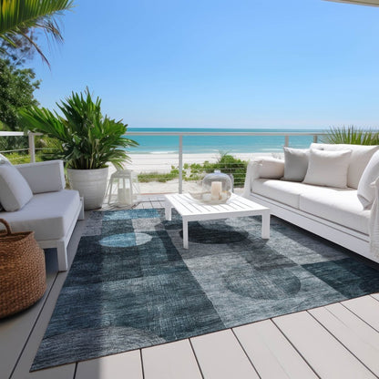 LOOMLAN Rugs Amara Teal Washable Indoor-Outdoor Rug