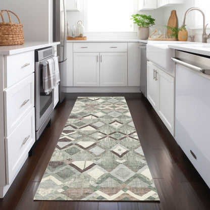 LOOMLAN Rugs Amarrah Green Washable Indoor-Outdoor Rug