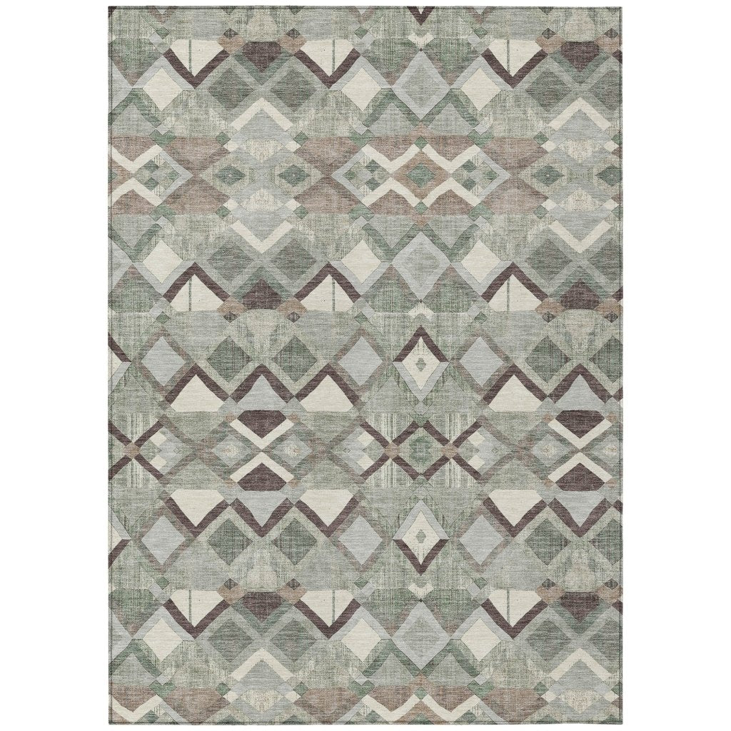 LOOMLAN Rugs Amarrah Green Washable Indoor-Outdoor Rug