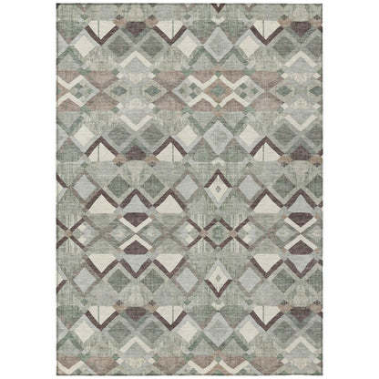 LOOMLAN Rugs Amarrah Green Washable Indoor-Outdoor Rug