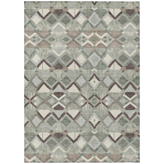 LOOMLAN Rugs Amarrah Green Washable Indoor-Outdoor Rug