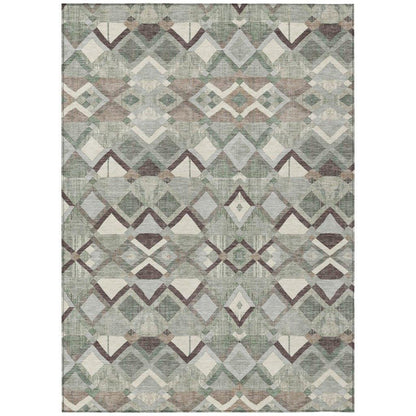 LOOMLAN Rugs Amarrah Green Washable Indoor-Outdoor Rug
