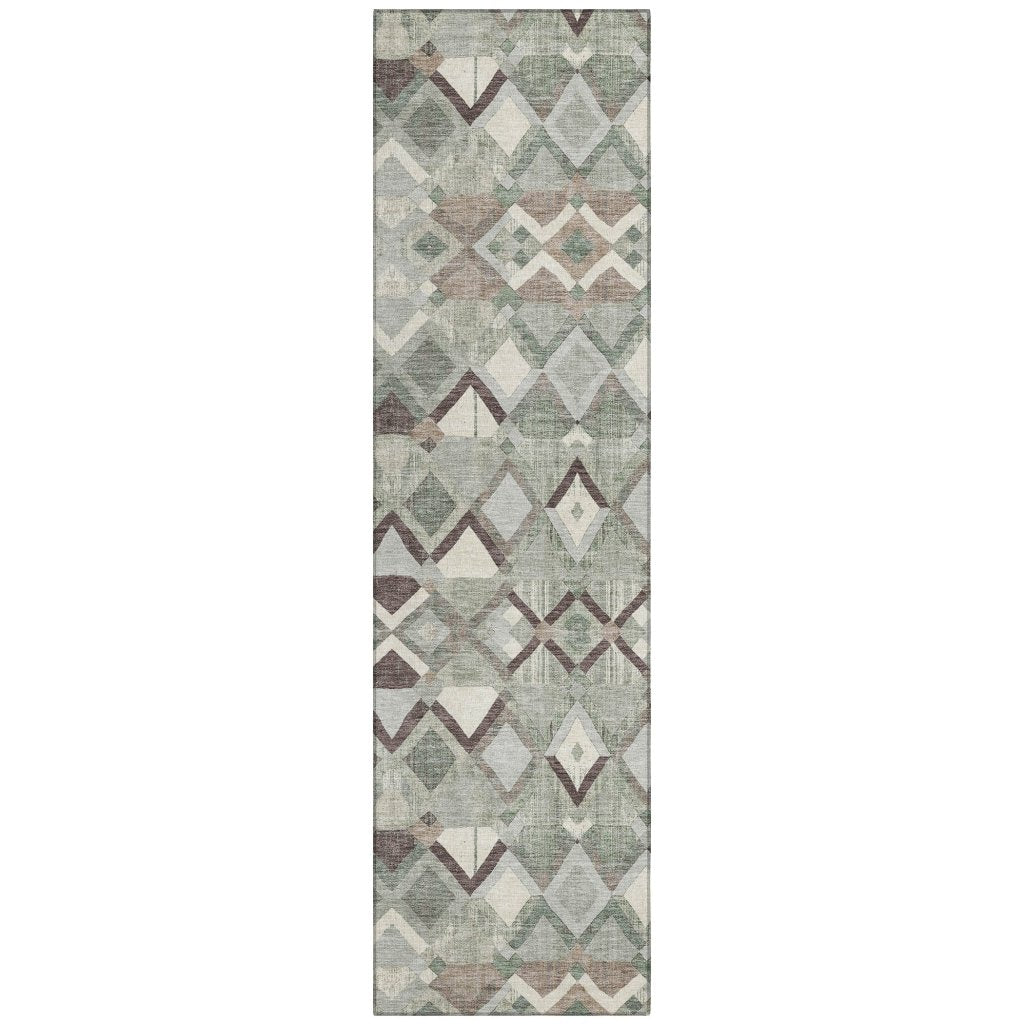 LOOMLAN Rugs Amarrah Green Washable Indoor-Outdoor Rug