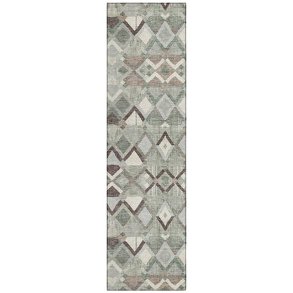 LOOMLAN Rugs Amarrah Green Washable Indoor-Outdoor Rug