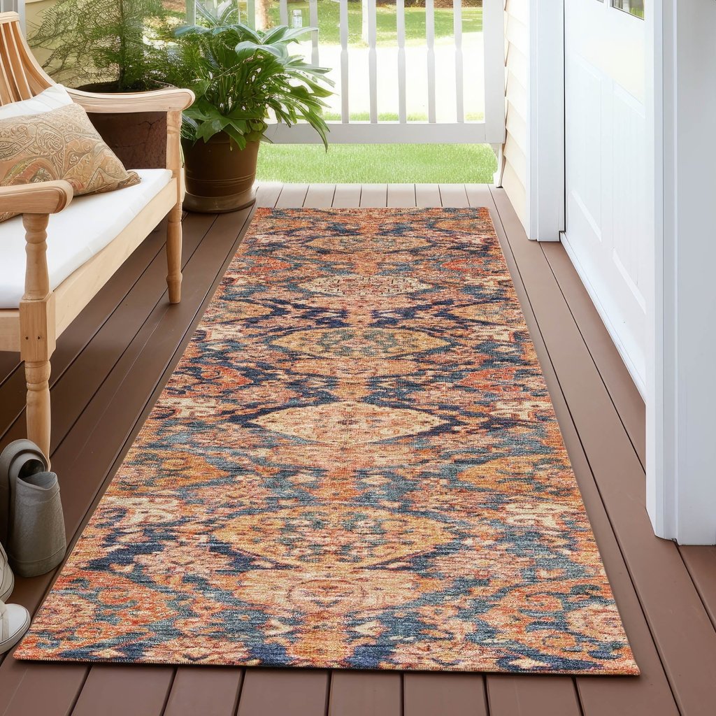 LOOMLAN Rugs Ambray Orange Washable Indoor-Outdoor Rug