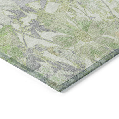LOOMLAN Rugs Ameliah Green Washable Indoor-Outdoor Rug