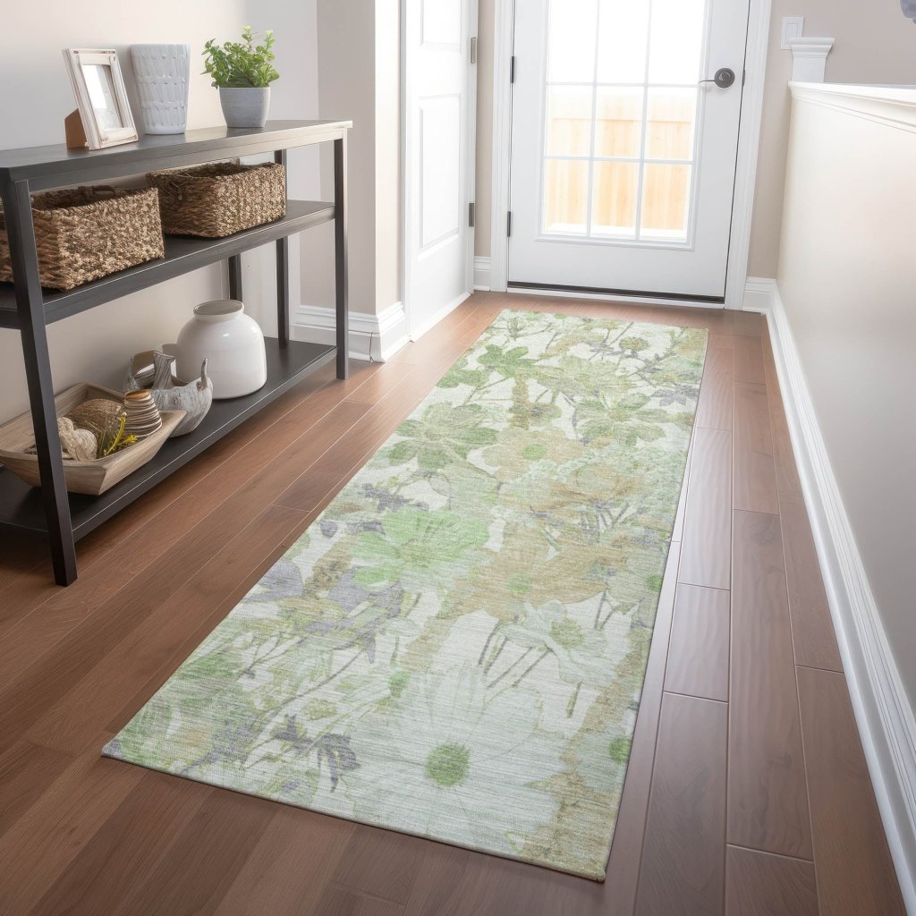 LOOMLAN Rugs Ameliah Green Washable Indoor-Outdoor Rug