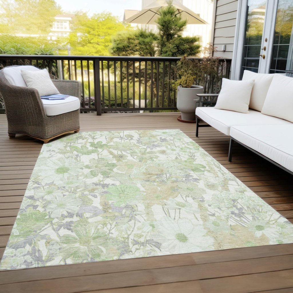 LOOMLAN Rugs Ameliah Green Washable Indoor-Outdoor Rug