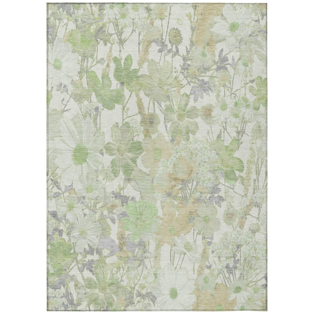 LOOMLAN Rugs Ameliah Green Washable Indoor-Outdoor Rug