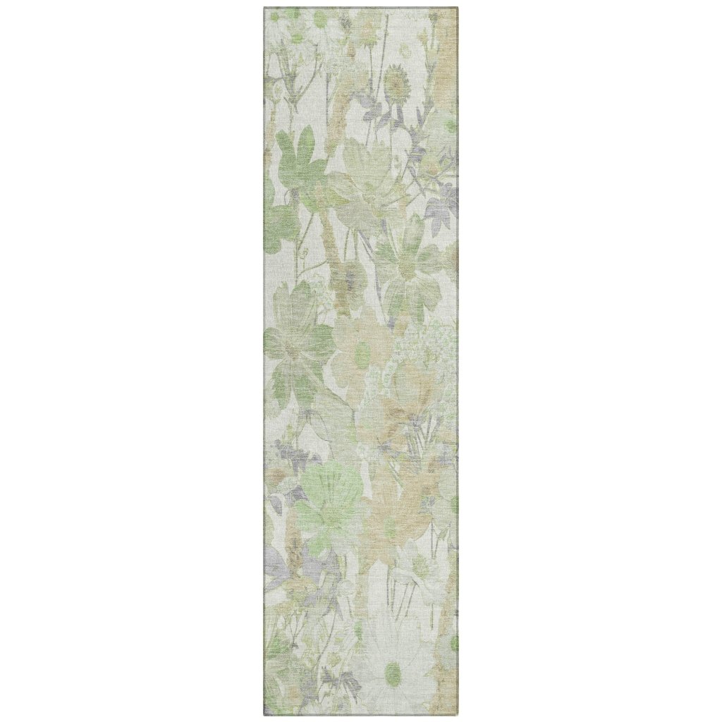 LOOMLAN Rugs Ameliah Green Washable Indoor-Outdoor Rug