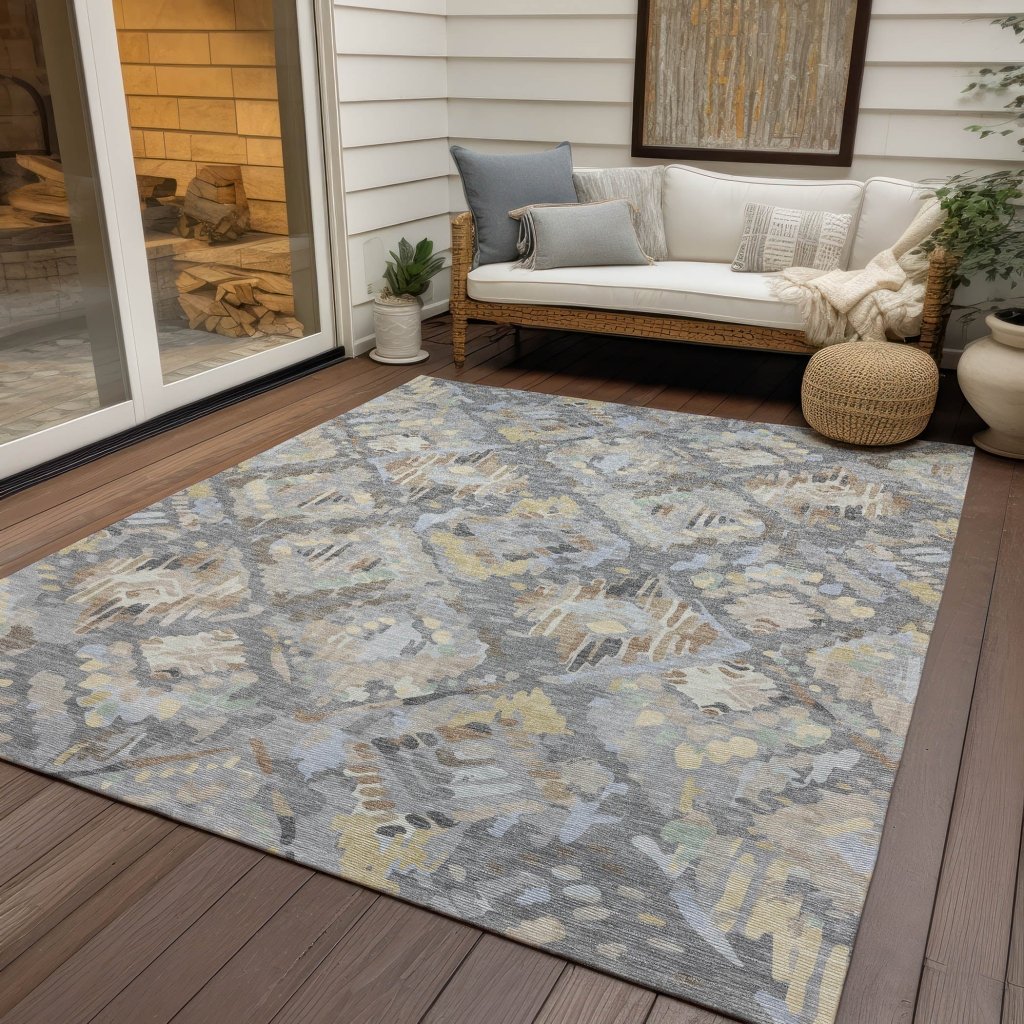 LOOMLAN Rugs Amethira Gray Washable Indoor-Outdoor Rug