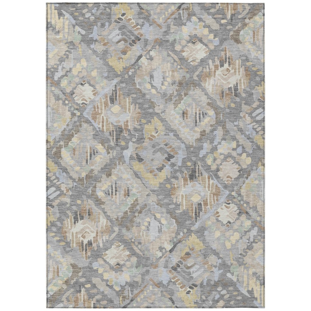 LOOMLAN Rugs Amethira Gray Washable Indoor-Outdoor Rug