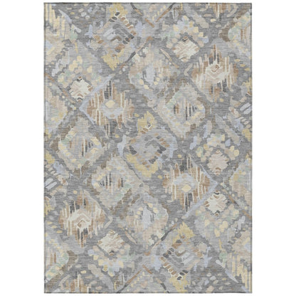 LOOMLAN Rugs Amethira Gray Washable Indoor-Outdoor Rug