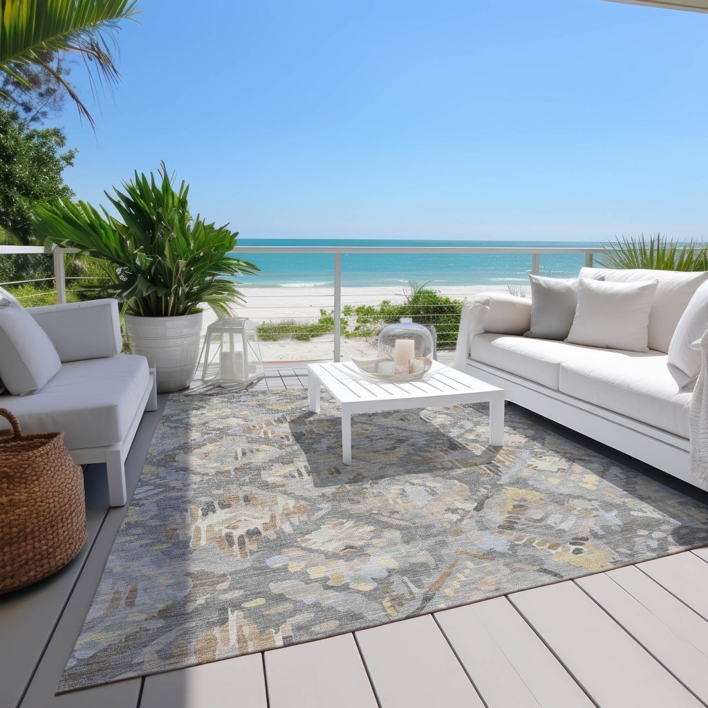LOOMLAN Rugs Amethira Gray Washable Indoor-Outdoor Rug