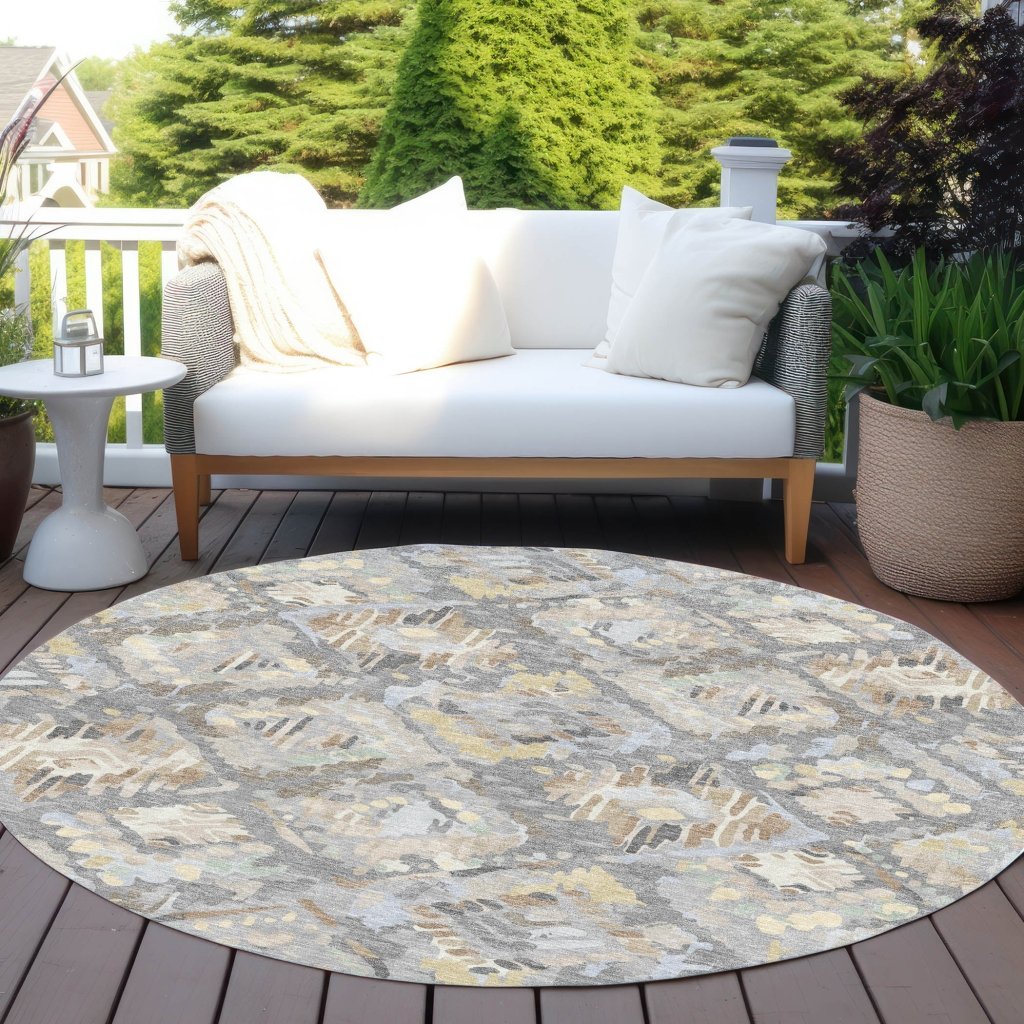 LOOMLAN Rugs Amethira Gray Washable Indoor-Outdoor Rug