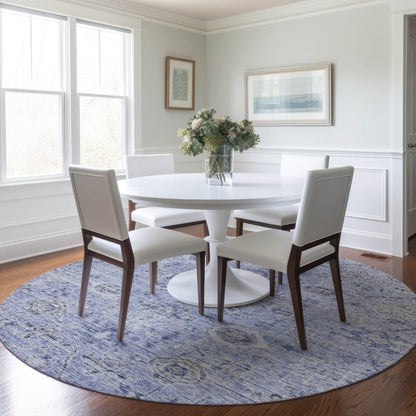 LOOMLAN Rugs Andorra Blue Washable Indoor-Outdoor Rug