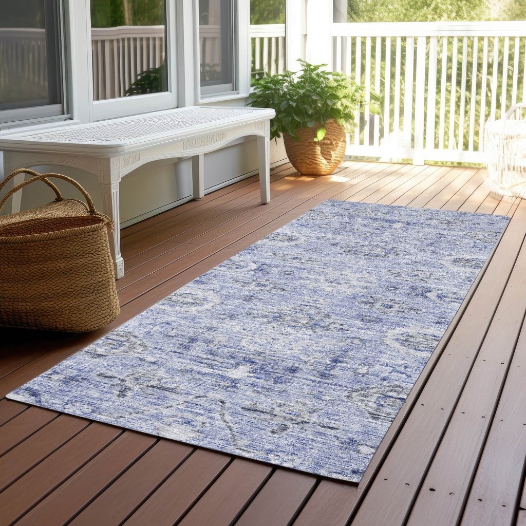 LOOMLAN Rugs Andorra Blue Washable Indoor-Outdoor Rug