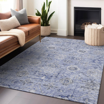 LOOMLAN Rugs Andorra Blue Washable Indoor-Outdoor Rug