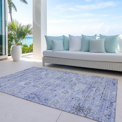 LOOMLAN Rugs Andorra Blue Washable Indoor-Outdoor Rug