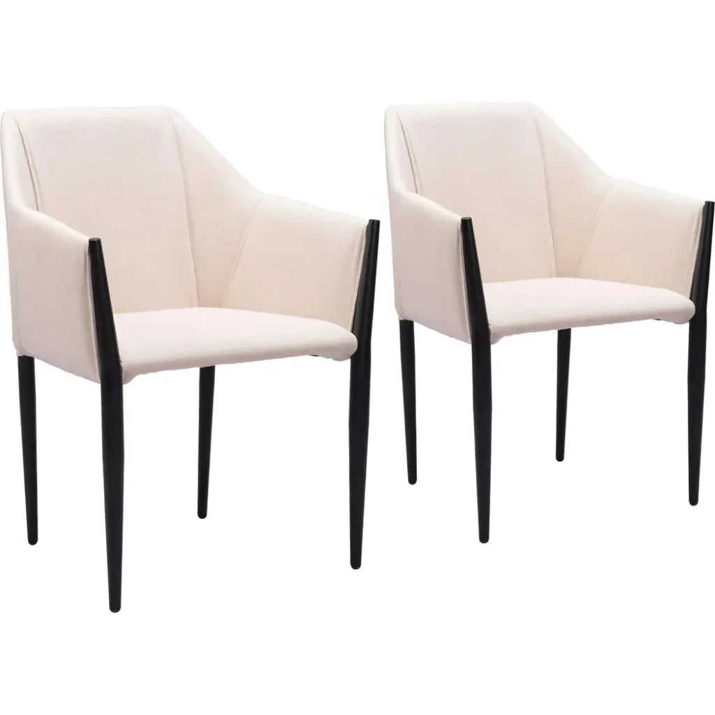 Andover Steel Beige Dining Arm Chair 2PC - LOOMLAN - Zuo Modern - Dining Chairs