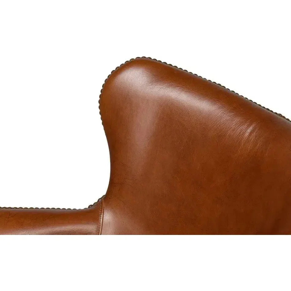Andrew Jackson Swivel Brown Desk Chair Havana Leather - LOOMLAN - Sarreid - Office Chairs