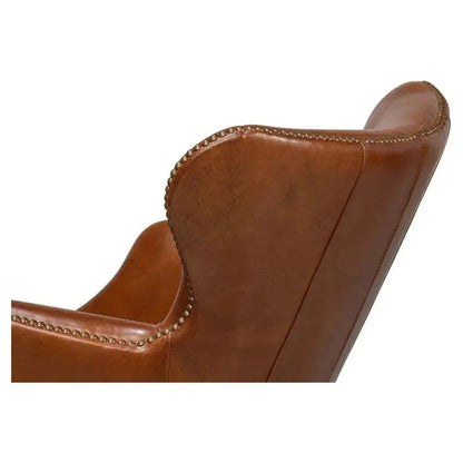 Andrew Jackson Swivel Brown Desk Chair Havana Leather - LOOMLAN - Sarreid - Office Chairs