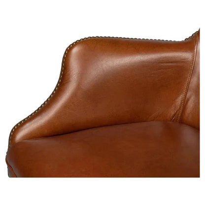 Andrew Jackson Swivel Brown Desk Chair Havana Leather - LOOMLAN - Sarreid - Office Chairs