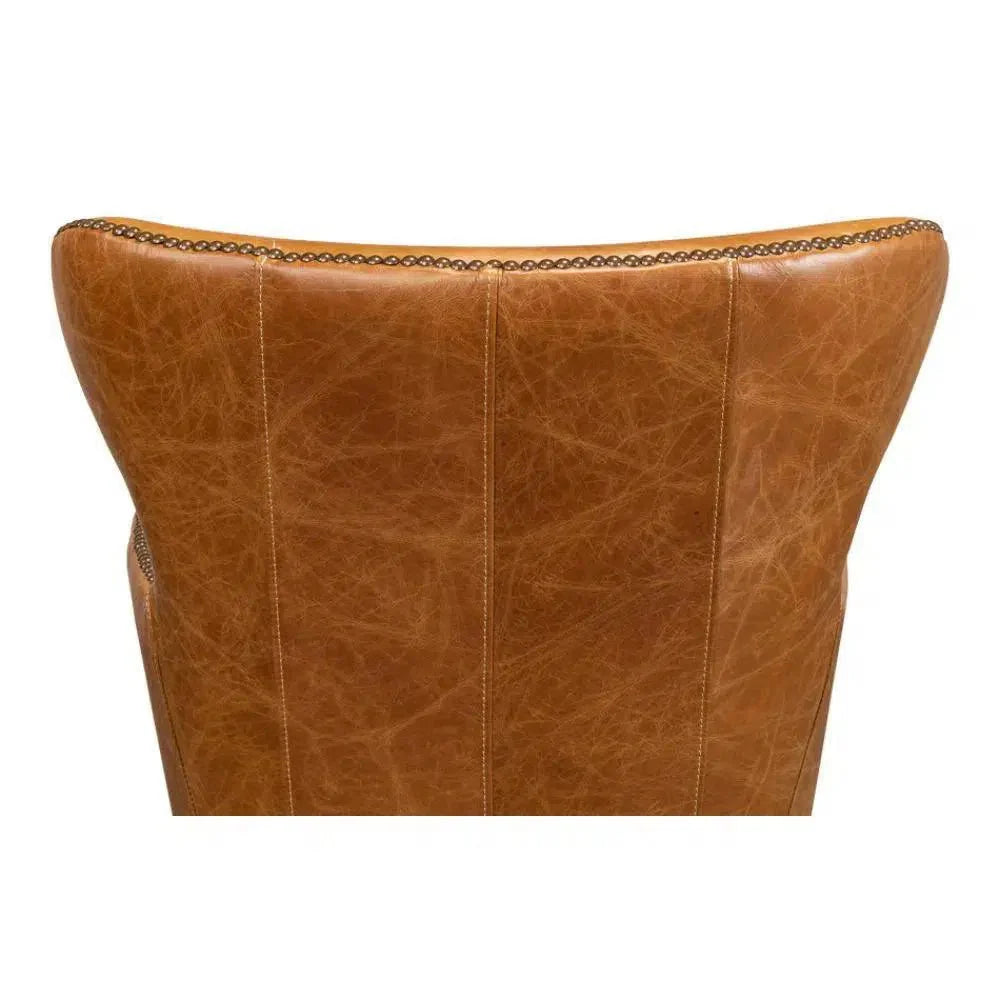 Andrew Jackson Swivel Tan Leather Desk Chair Cuba Brown - LOOMLAN - Sarreid - Office Chairs