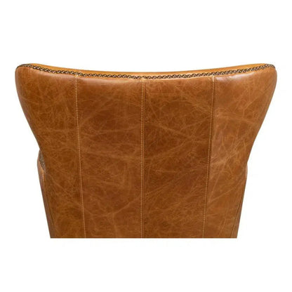 Andrew Jackson Swivel Tan Leather Desk Chair Cuba Brown - LOOMLAN - Sarreid - Office Chairs