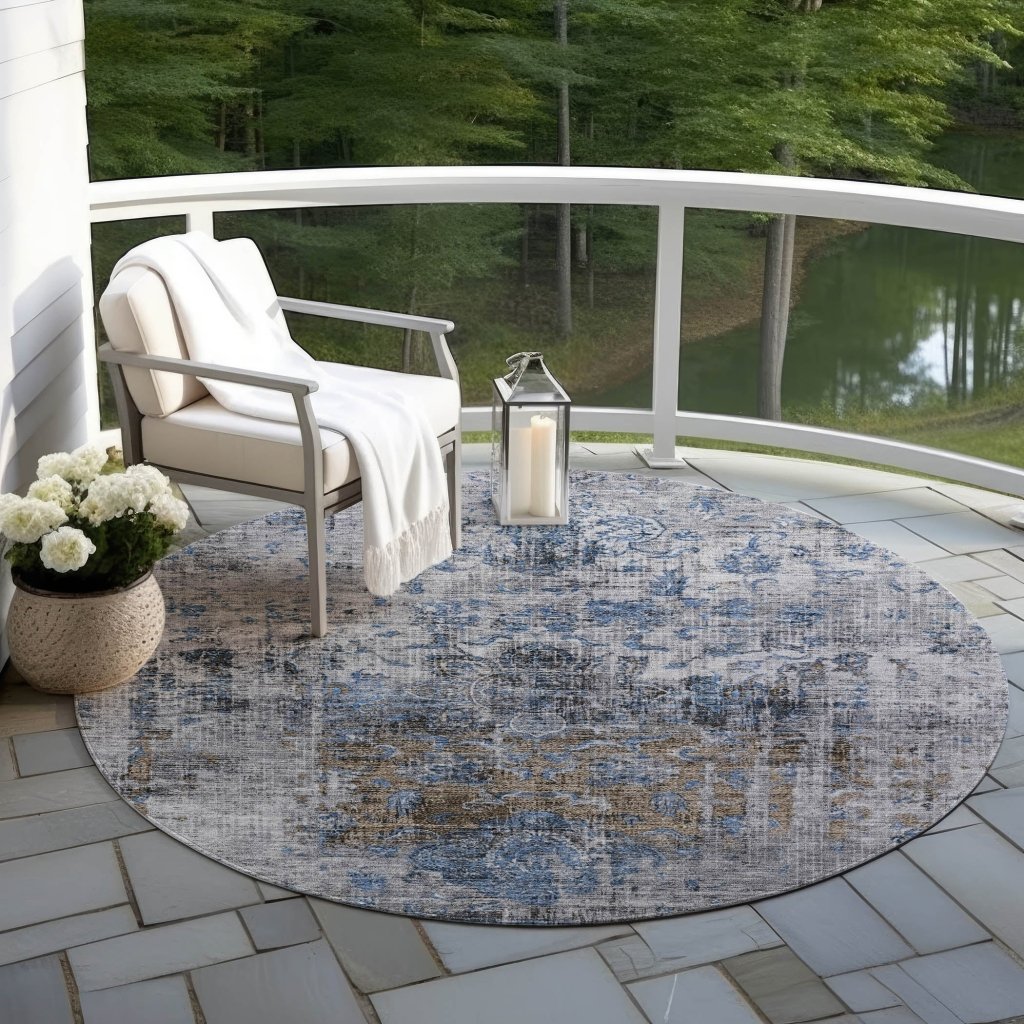 LOOMLAN Rugs Anna Blue Washable Indoor-Outdoor Rug