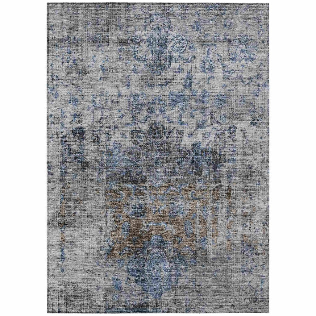 LOOMLAN Rugs Anna Blue Washable Indoor-Outdoor Rug