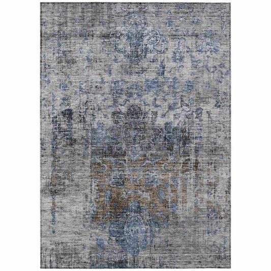 LOOMLAN Rugs Anna Blue Washable Indoor-Outdoor Rug