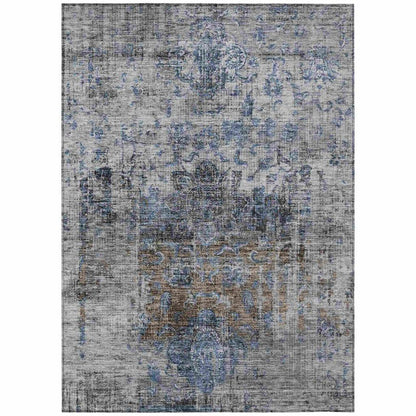 LOOMLAN Rugs Anna Blue Washable Indoor-Outdoor Rug